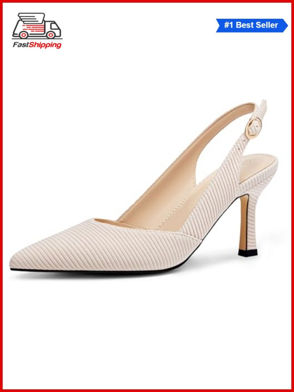 ✨Rilista Faux Leather Slingback Kitten Heels Pointed Toe Dress Pumps